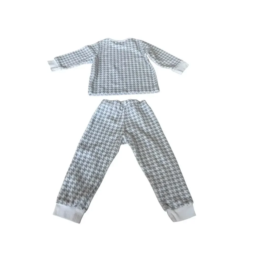 Bebe Sweeny Baby Gray/White Gingham Print Long Sleeve Pajama Set Size 12M